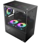 GABINETE RAPTOR NOVA PRIME TG X2 MID-TOWER RGB FAN X3 BLACK - Imagen 3