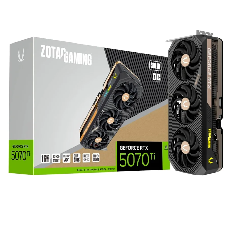 x1-15 PLACA DE VIDEO ZOTAC RTX 5070TI 16GB SOLID OC GDDR7 - Imagen 1