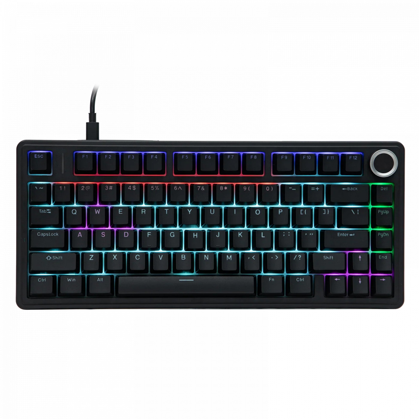 1cd0ca4e1a57d24fcf8f6fbf7eb504a0 AULA F75 WIRED NEGRO 75% RAINBOW RGB SW RED INGLES TECLADO MECANICO - Imagen 1