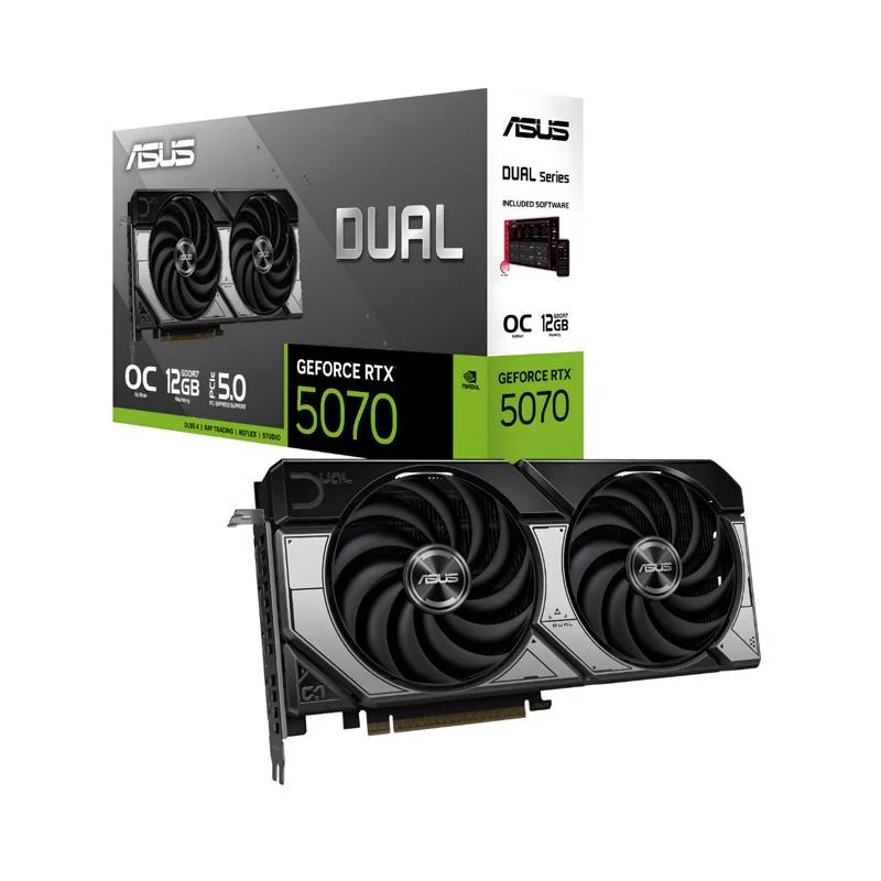 90YV0M17-M0AA00_800 PLACA DE VIDEO ASUS DUAL RTX 5070 12GB OC - Imagen 1