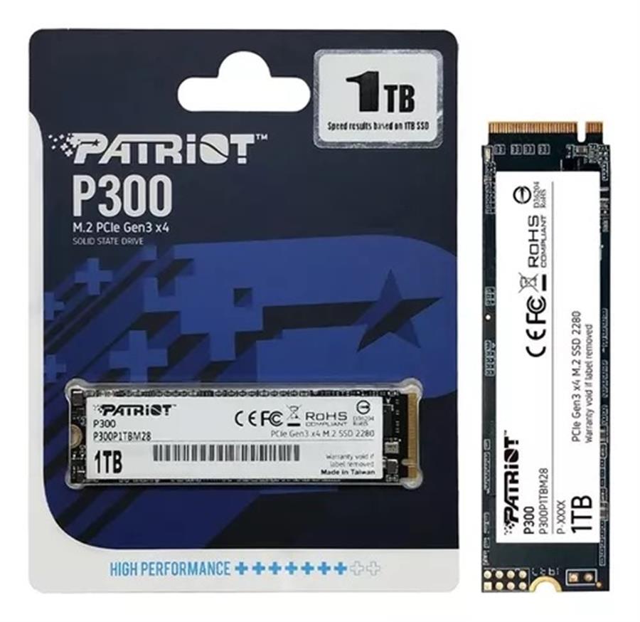 DISCO SSD PATRIOT P300 1TB M.2 2280 PCIE GEN3 X4 DISCO SSD PATRIOT P300 1TB M.2 2280 PCIE GEN3 X4 - Imagen 1