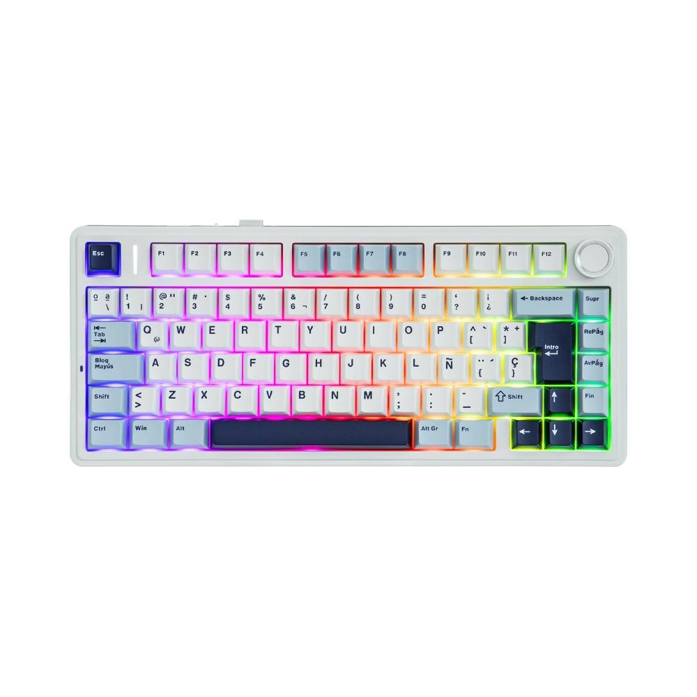 TEC234 AULA F75 BLUE WHITE PURPLE WIRELESS 75% RGB SW REAPER TECLADO MECANICO - Imagen 1