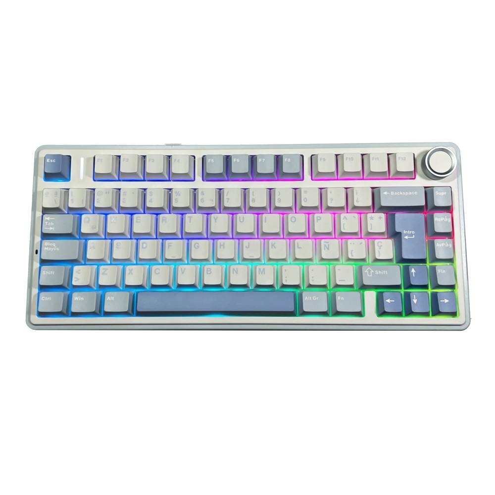 TEC249 AULA F75 BLUE WHITE PURPLE WIRELESS 75% RGB SW REAPER TECLADO MECANICO - Imagen 1