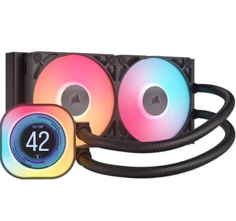 images (33) WATER COOLING CORSAIR ICUE LINK TITAN 240 RX LCD 2X CPU COOLER 240MM BLACK - Imagen 1